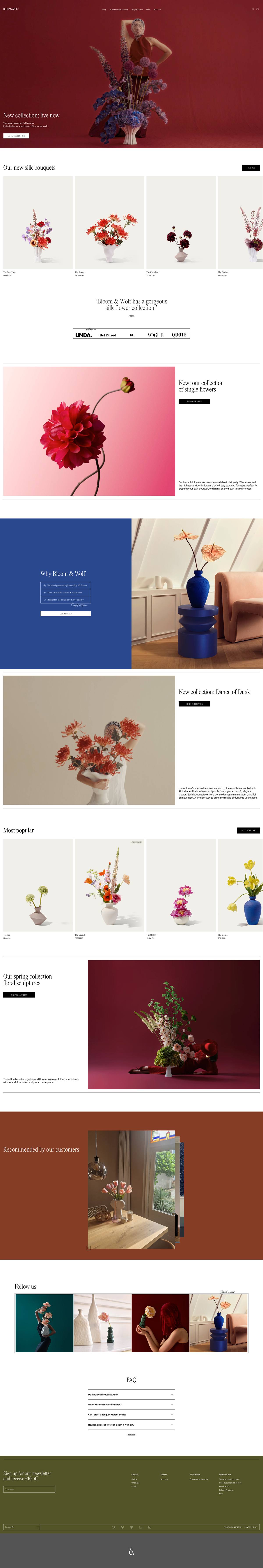 Bloom & Wolf landing page screenshot