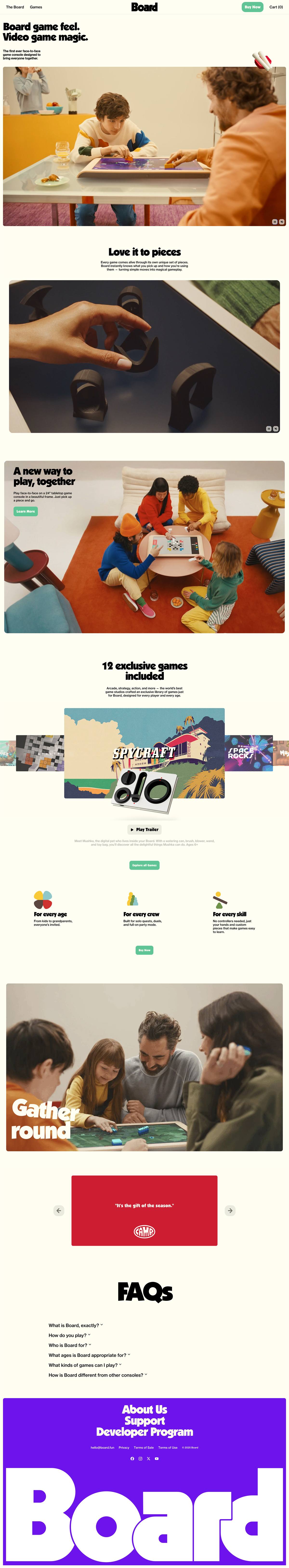 Board.fun landing page screenshot