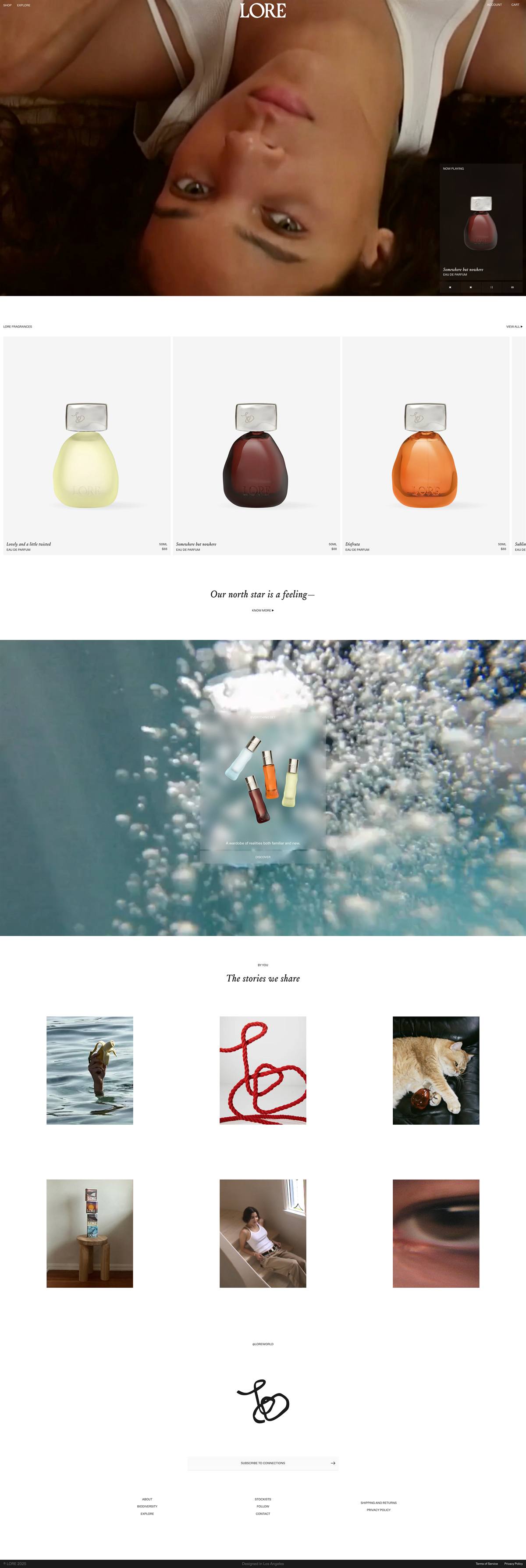 LORE landing page screenshot