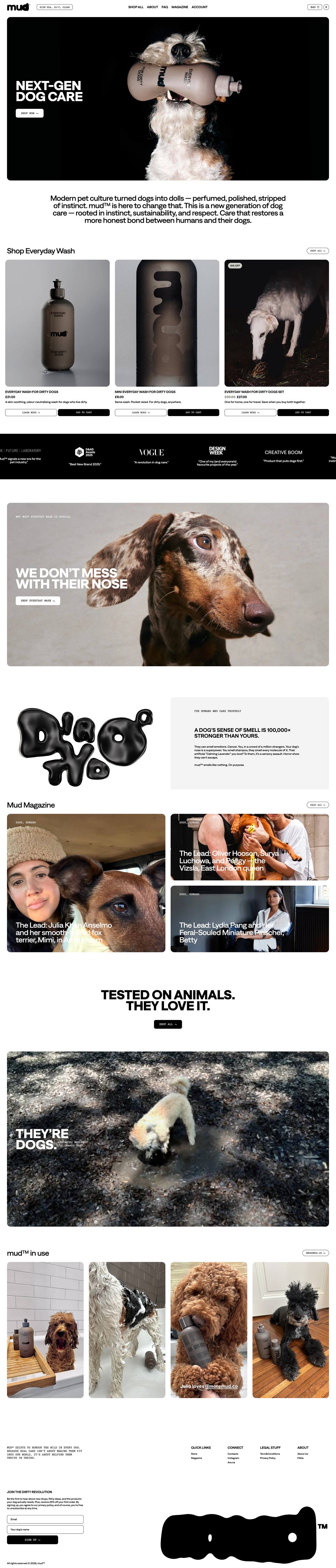 mud landing page screenshot